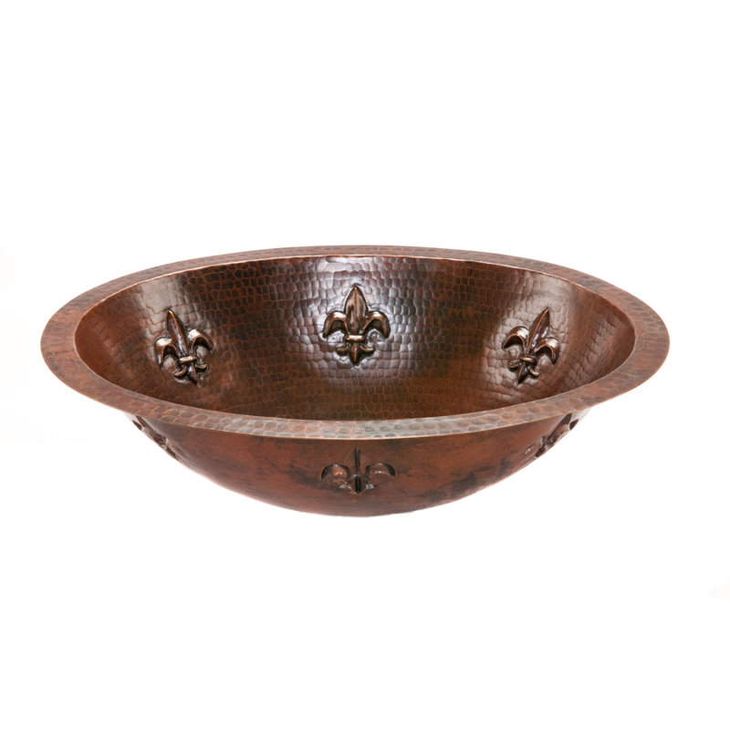 19" Oval Oil Rubbed Bronze Hammered Copper Undermount Sink