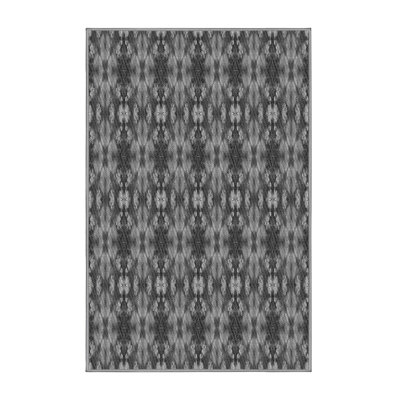 Tapis gris en laine Ikat
