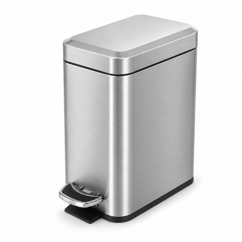 Poubelle mince en acier inoxydable 1,3 gallon avec pédale et couvercle à fermeture en douceur Home Zone Living, Solid