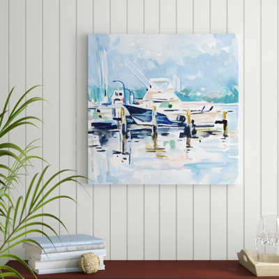 Watercolor Marina II by Emma Scarvey - Wrapped Canvas Painting