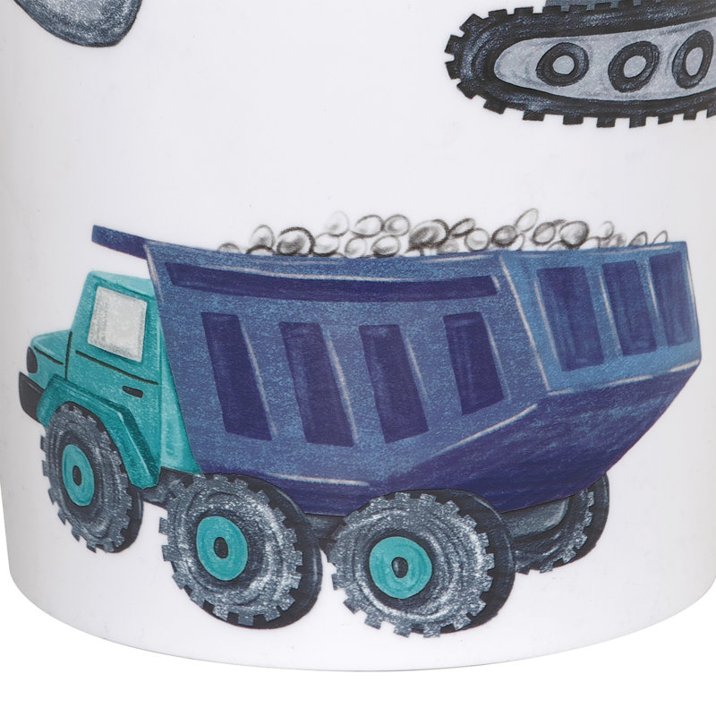 White Plastic Construction Site Themed Wastebasket