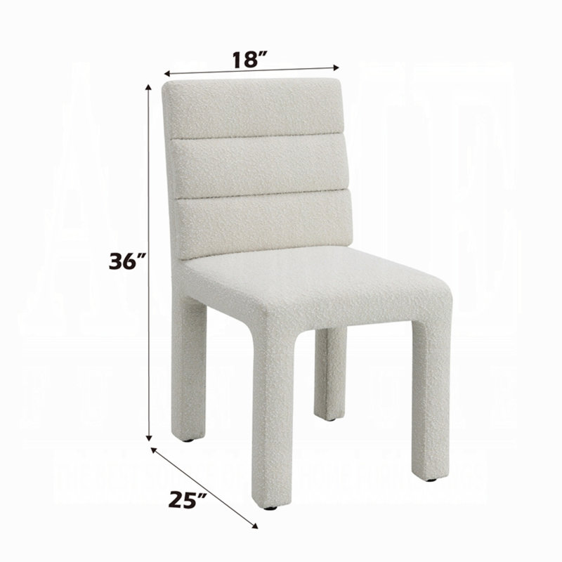 Ensemble de 2 chaises de salle à manger latérales, siège bouclé blanc moelleux, dossier capitonné