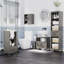 Armoire de rangement grise avec 2 portes et 2 tablettes ouvertes
