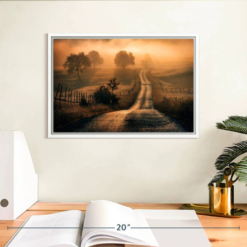 Champ de brouillard, Cadre flottant blanc, 13 po x 9 po