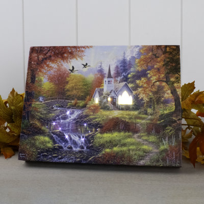 Woodland Church 8X6 Lighted Tabletop Canvas