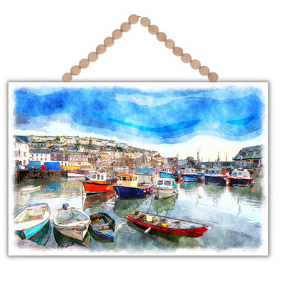 Portemanteau de porte en aluminium Harbour Scene