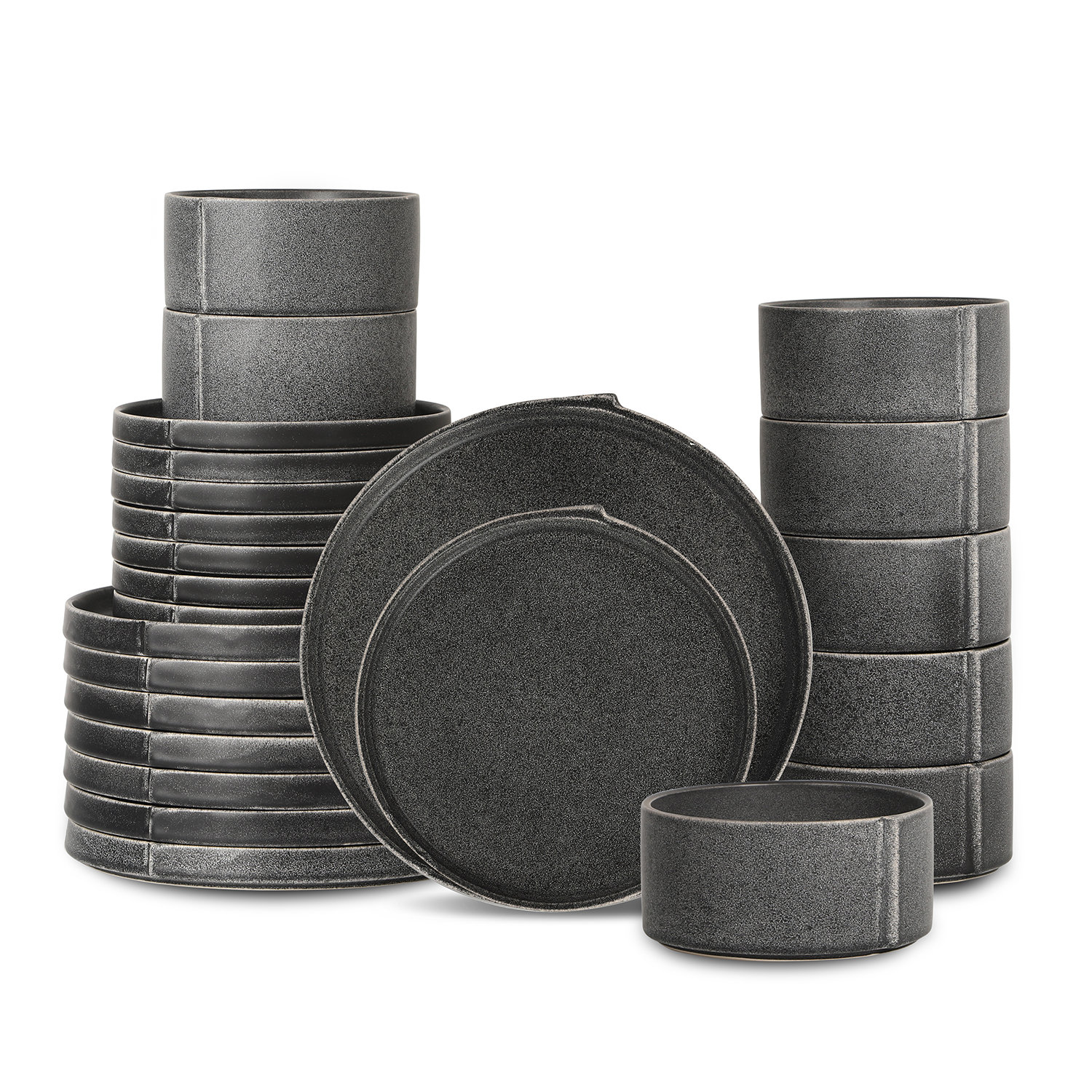 Stone Lain Bao 24-Piece Dinnerware Set Stoneware, Charcoal