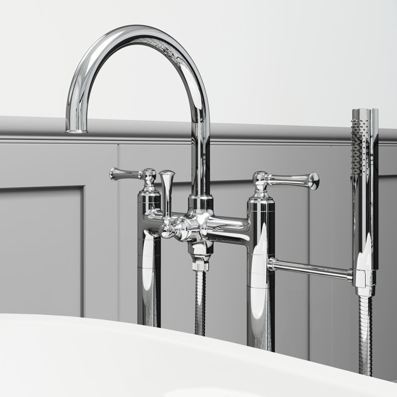 Bec de baignoire fixé au sol, Chrome poli