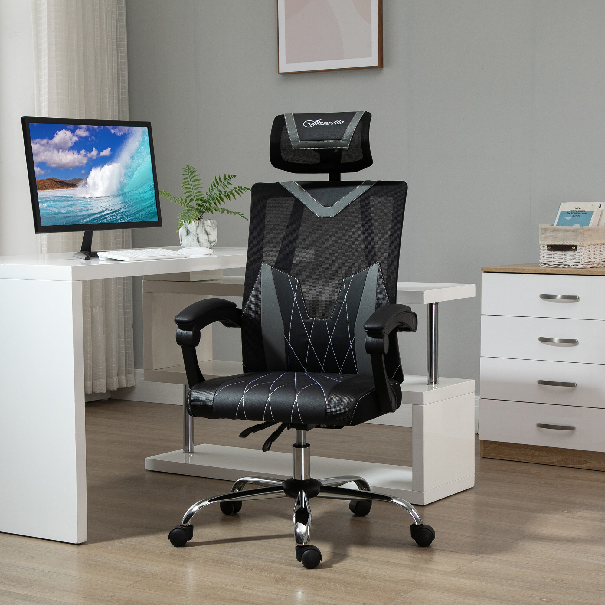 Wayfair basics high back swivel deals with wheels ergonomic executive chair