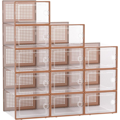 Stackable Shoe Organizers With Flip-Top Lids, Clear Plastic Shoe Storage Bins For Closet Or Under Bed, Ventilated And Durable Design For Easy Access And Space-Saving
