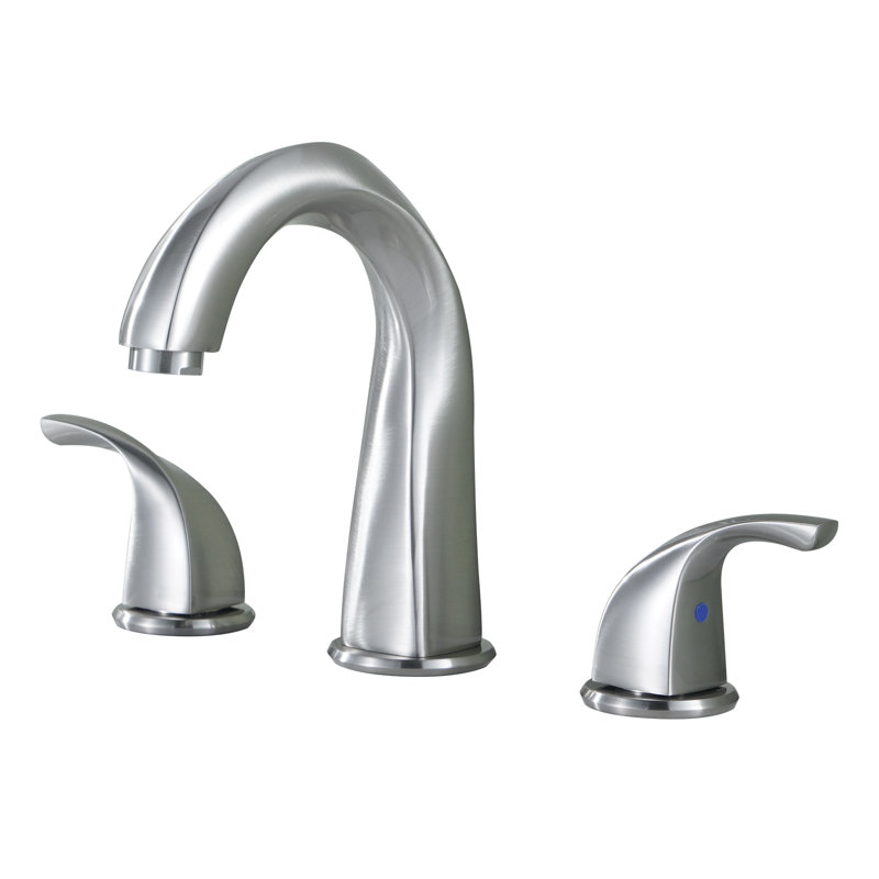 8 In. Widespread Double Handle Bathroom Faucet For 3 Holes With Pop-Up Drain And Supply Lines, Brushed Nickel