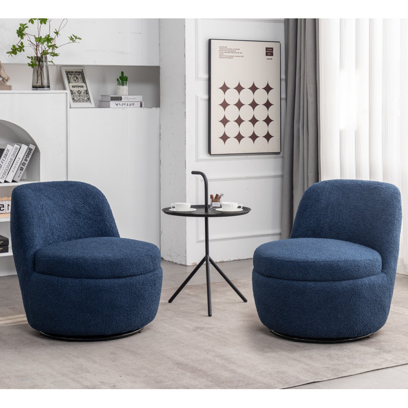 Fauteuil demi-tonneau de 26 po Annielise, 100 % polyester bleu