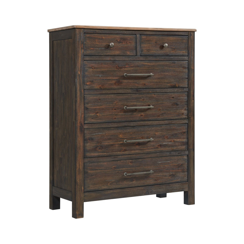 Driftwood and Sable Solid Acacia 6-Drawer Chest