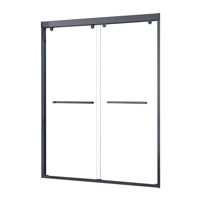 60" Matte Black Aluminum Framed Double Sliding Shower Door