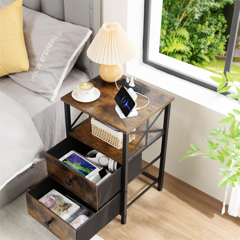 40cm W Metal Bedside Table