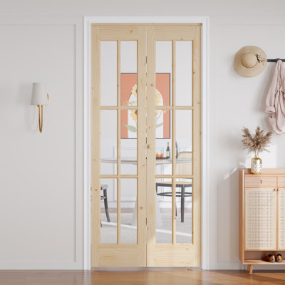 Porte pliante en verre massif non fini avec trousse de quincaillerie d'installation