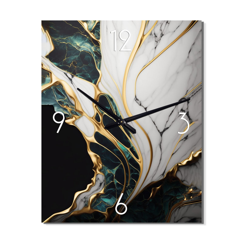Ojavi - Marble Abstract Wall Clock, 28" H x 12" W