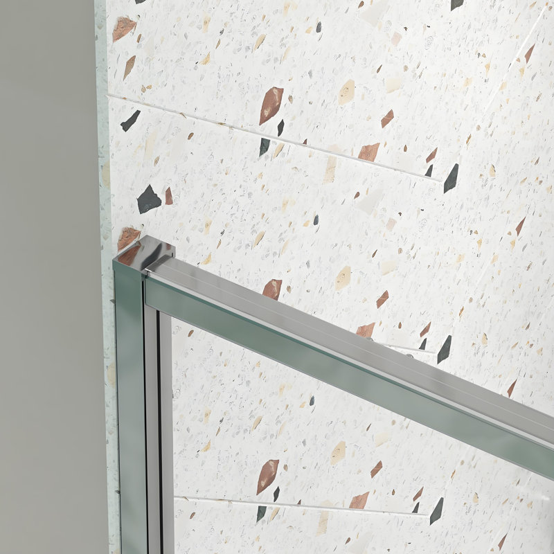 44-48" W X 71" H Piovt Swing Glass Shower Door Pivot Frame Sliding Shower Door With Clear Glass, Chrome