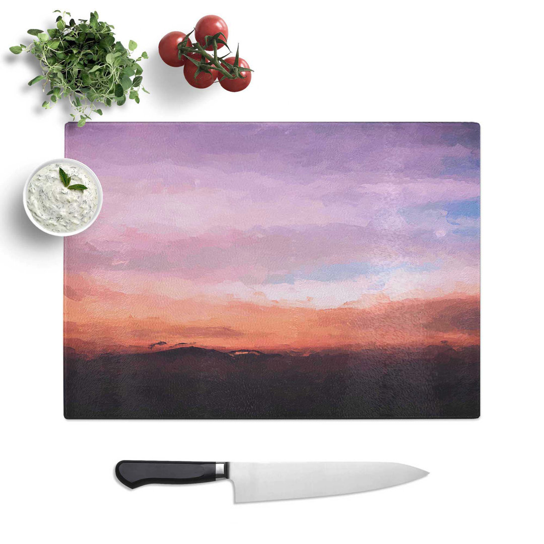 Tempered Glass Sky Above the Mountain Chopping Board