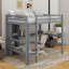 Lit mezzanine double avec tablettes multifonctionnelles et bureau-1368068468