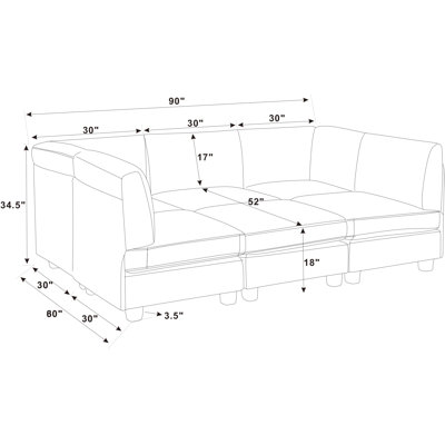 Wade Logan® Amaron 6 - Piece Vegan Leather Sectional & Reviews | Wayfair