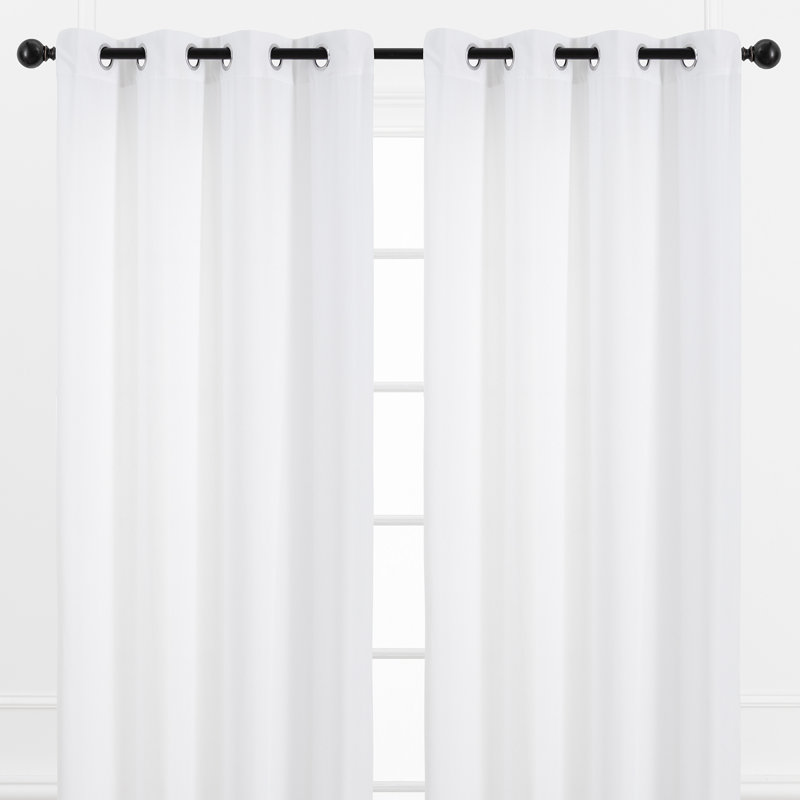 Elrosa Semi Sheer Grommet Single Curtain Panel, 52" W x " 63" L, White
