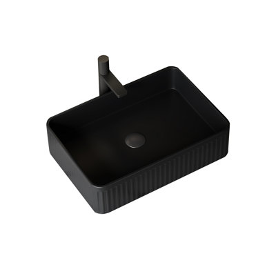 20'' Rectangular Black Matte Ceramic Basin For Bathroom, No Faucet, Well - Made Design, Cabinet Vessel Bathroom Without Practically Attractive,