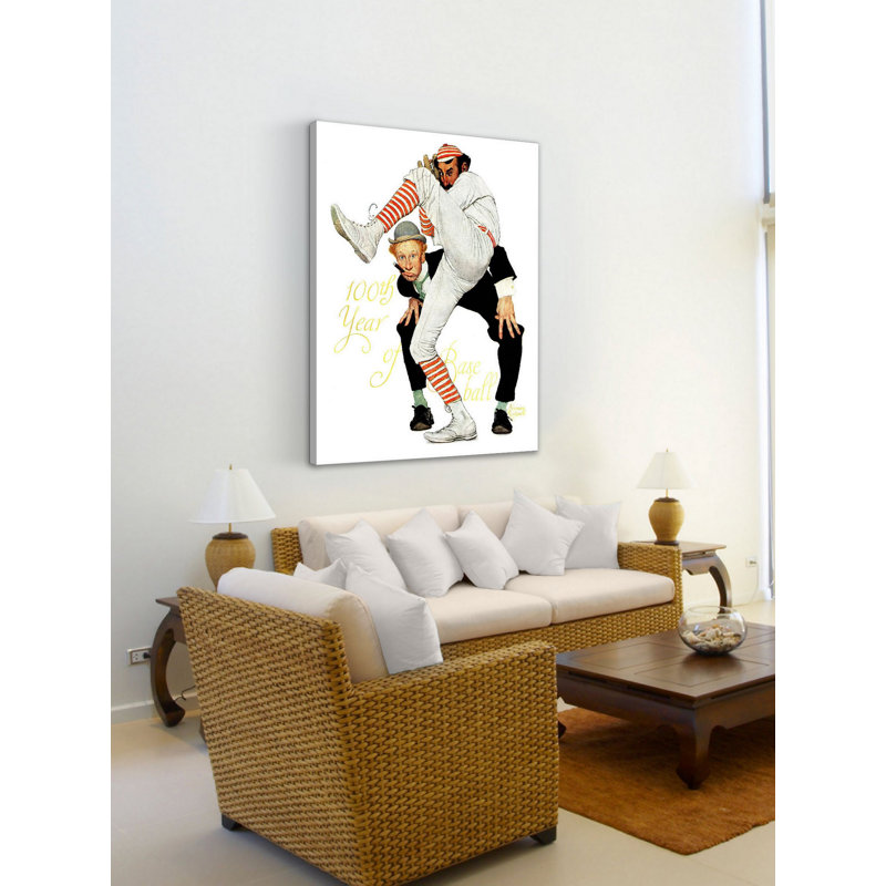 « centième anniversaire of baseball » par norman rockwell, reproduction d’art sur toile tendue, H 48 po x l 40 po