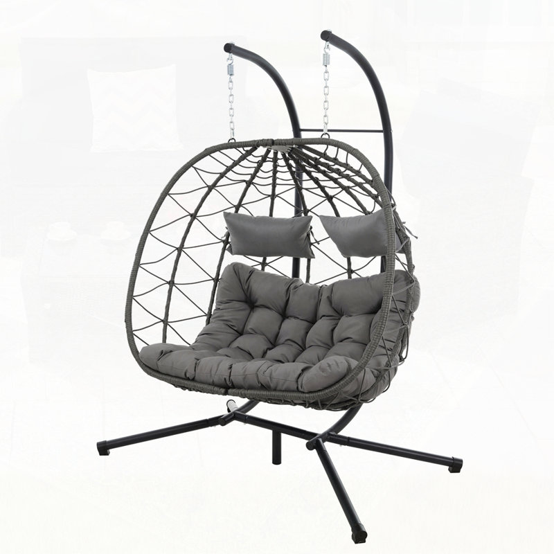 Fauteuil à œufs suspendu avec support pour l'extérieur, Gris/gris pâle