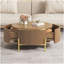 Table basse ronde moderne avec 2 grands tiroirs de rangement, brun, 31,5 po-1585054093-1585054095