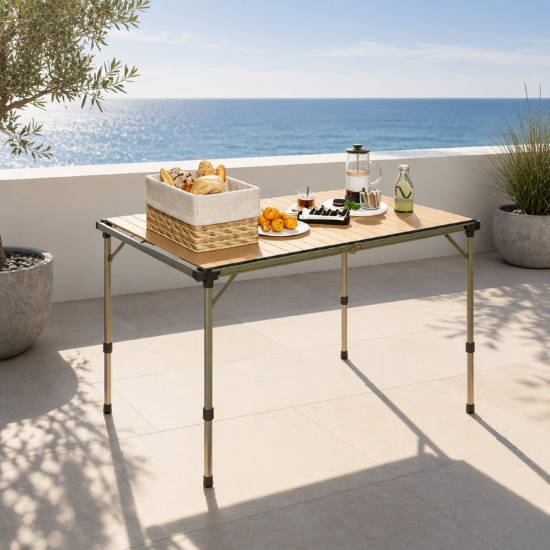Versatile Outdoor Utility Table, Adjustable Height, Folding Design for Easy Portability and Multi-Use Functionality