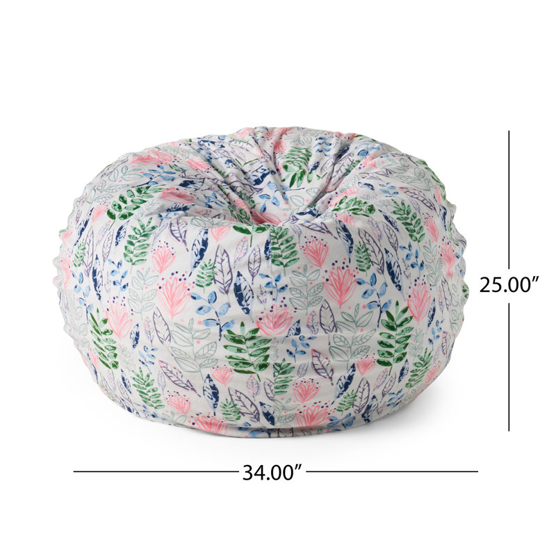 Fauteuil à billes arrondi 3 pieds Barcadera, imprimé de feuilles, Tissu botanique à jet blanc