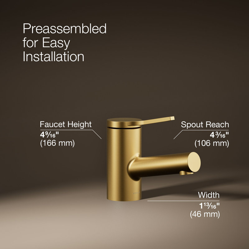 Robinet de lavabo pour salle de bain à poignée simple Elate, 1,2 gal / min, Laiton brossé