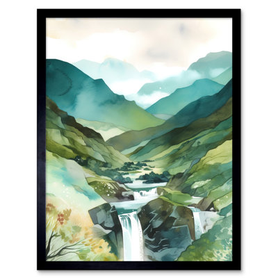 Maine River Cascades Waterfall In Misty Landscape - Single Picture Frame Print