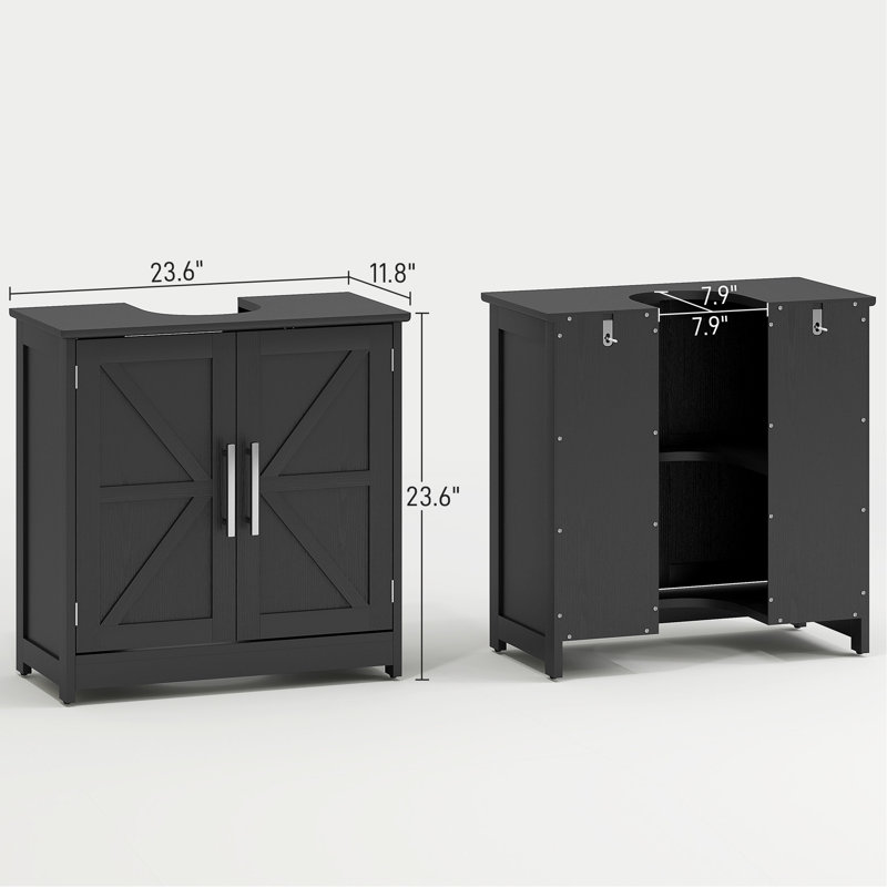 Pedestal Sink Storage Cabinet, Bathroom Sink Cabinet With 2 Barn Doors And Adjustable Shelf (Without Washbasin)