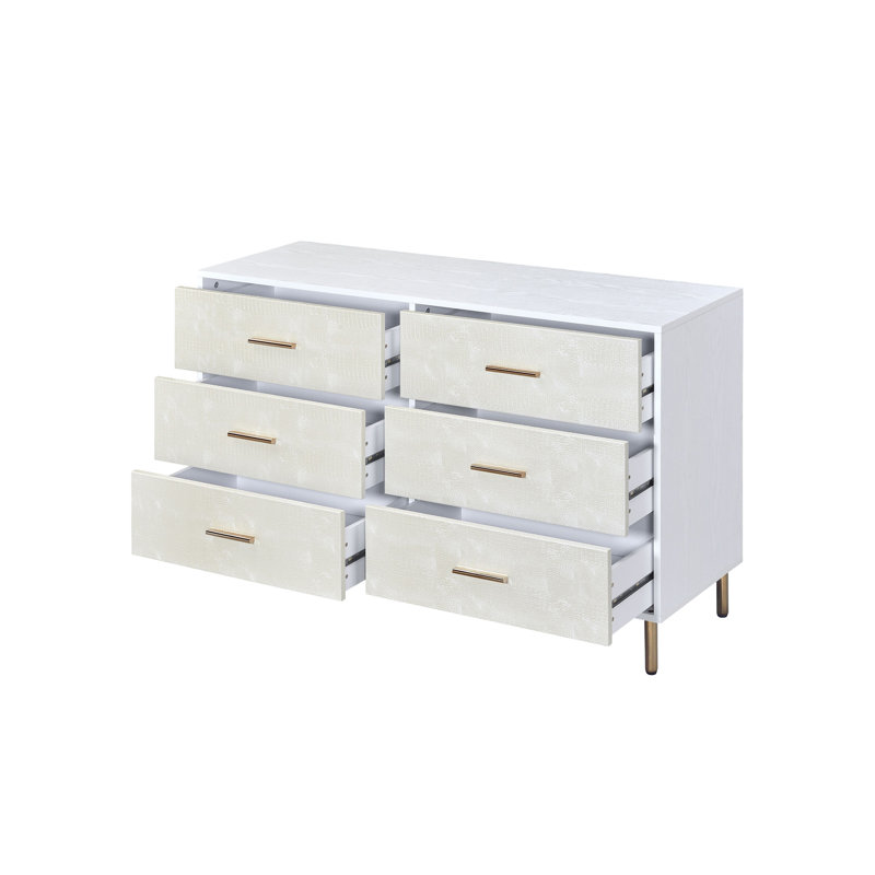 Commode blanche à 6 tiroirs