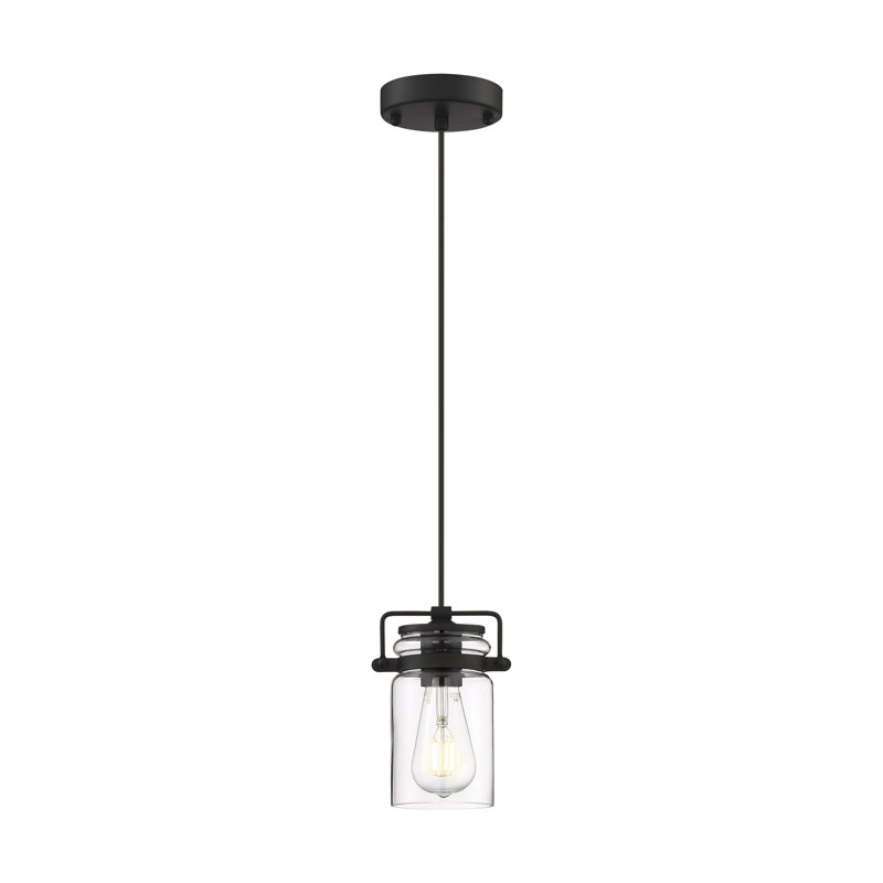 Luminaire suspendu en pot 1 lumière Malaki, Noir mat