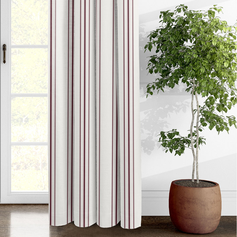 August Stripe Grommet Drapery Panels - Pair, 50" W x 84" L, Merlot