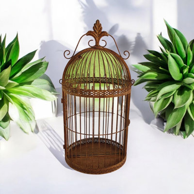Rusty Garden Wall Mirror Bird Cage