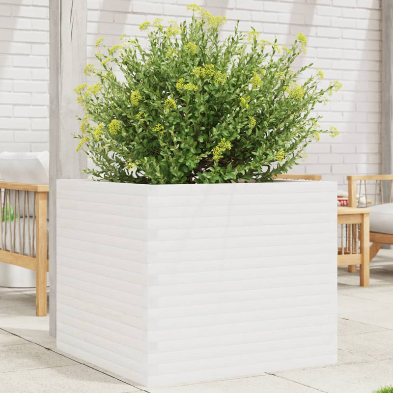 2 Wood Planter, White, 68.5cm H x 80cm W x 80cm D