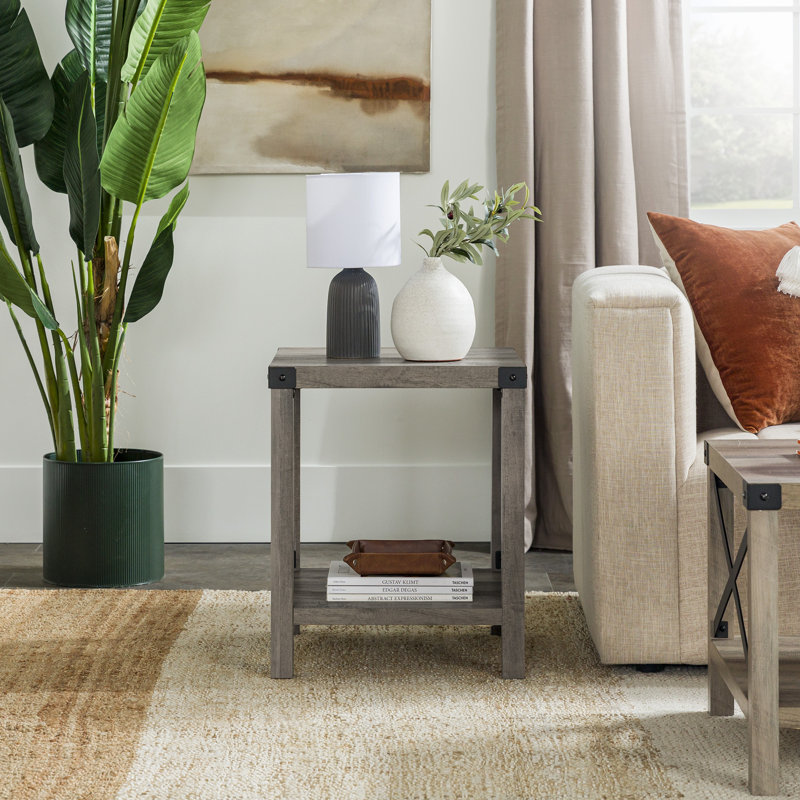 Larenda End Table with Open Storage Shelf, Gray Wash