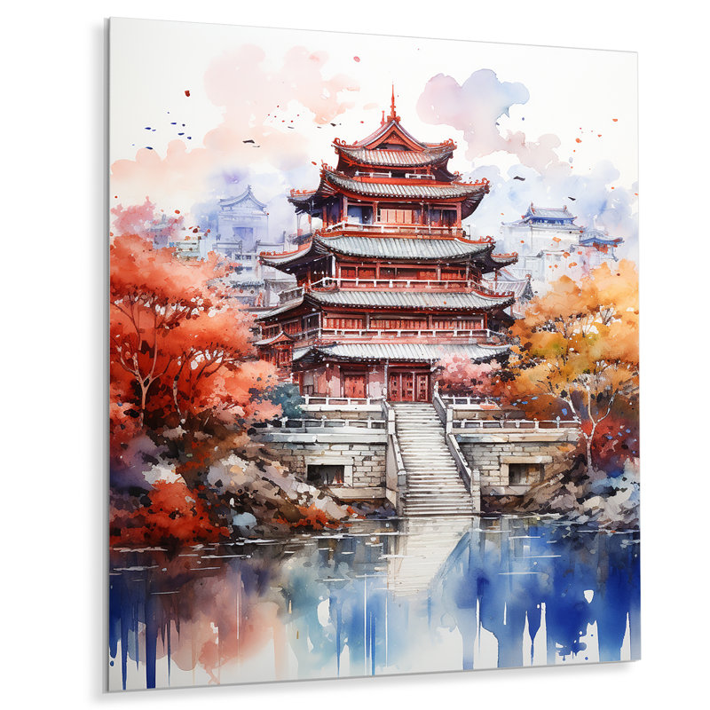 Pékin, emblèmes emblématiques, automne, sérénité III, art mural en porcelaine, H 20 po x l 12 po x P 1 po