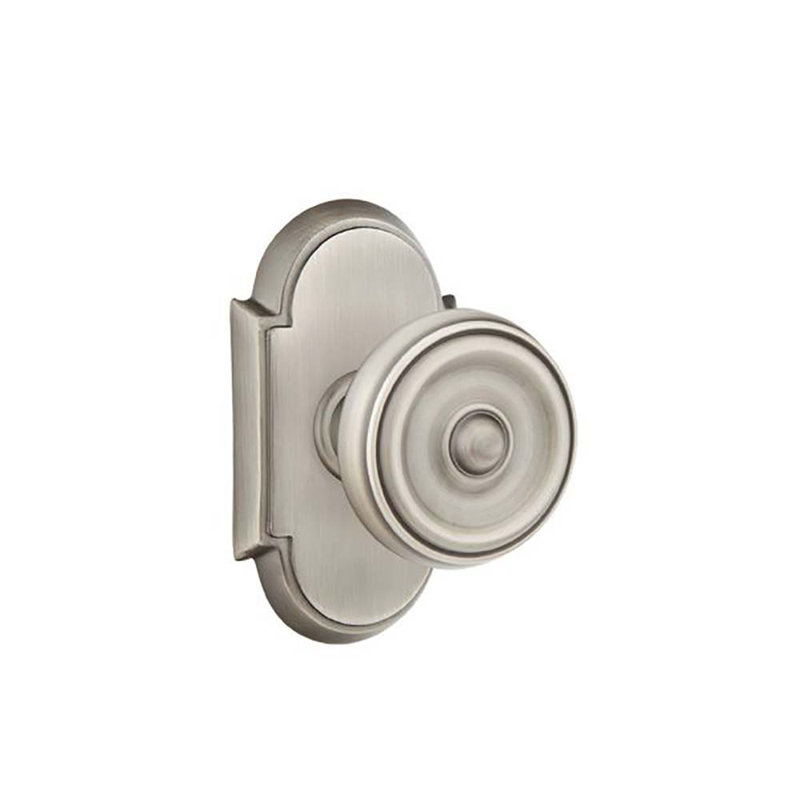 Ensemble de boutons-poussoirs à cylindre simple Emtek avec rosette n ° 8 et bouton Waverly, Étain, Oui