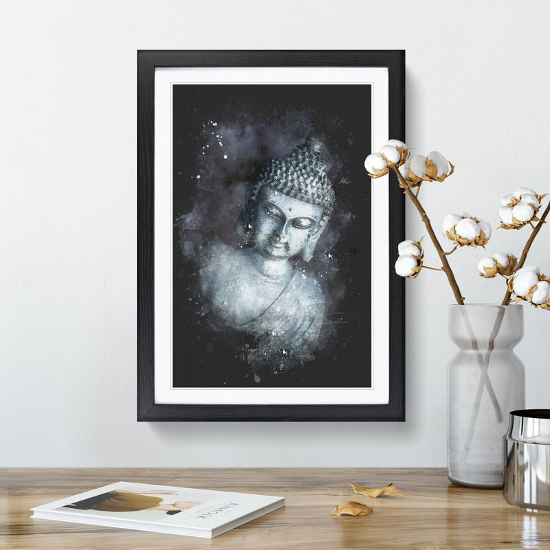 Smoke Surrounding the Buddha - Framed Print, Black Framed, 63cm H x 45cm W x 2cm D