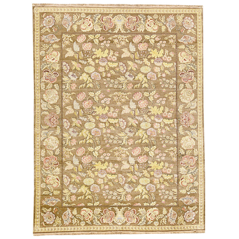 Tapis brun noué à la main de haute qualité