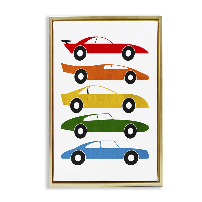 Cadre flottant coloré de voitures Mid-Century coloré, design par Tom Quartermaine, H 31 po x l 21 po