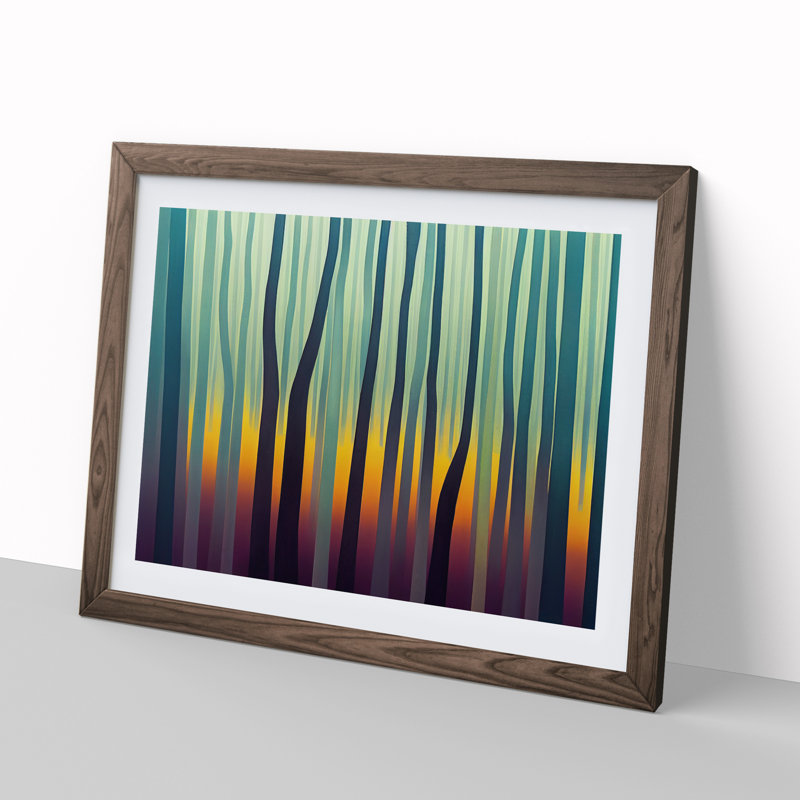 Mind Blowing Abstract Forest - Single Picture Frame Painting, 46cm H x 64cm W x 2cm D, Walnut