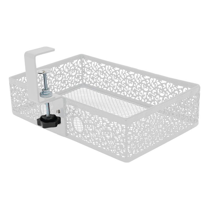 360° Rotatable Under Desk Storage Organizer, White