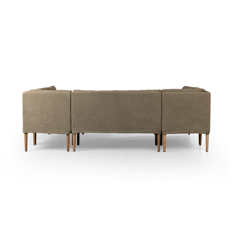 Aurelia 6-Piece Sectional, Broadway Olive Linen, 34.5" H x 103" W x 76" D