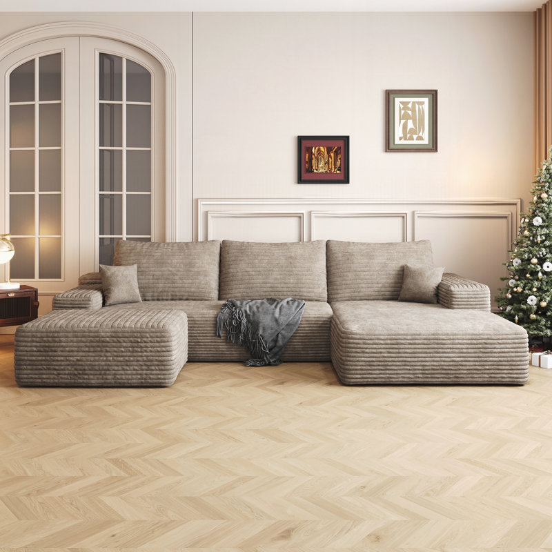 Canapé d'angle Cloud 107" avec 1 pouf, canapés modernes rembourrés, canapé confortable en forme de U pour salon, canapé d'angle profond